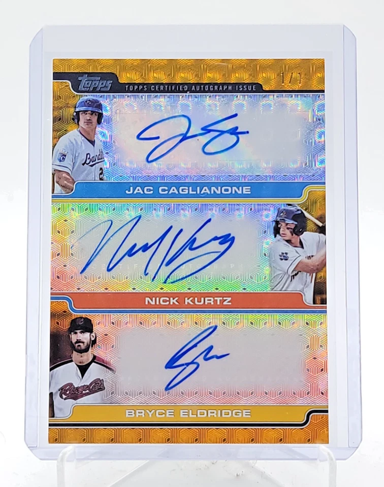 KURTZ CAGLIANONE ELDRIDGE 2025 TOPPS PRO DEBUT TRIPLE AUTOMÁTICO 1/1 FOILFRACTOR Q3967