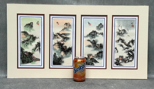 THE GREAT WALL OF CHINA ORIGINAL PAINTING LOT 4 SIGNED ASIAN LANDSCAPE PAINTINGS - Picture 2 of 12