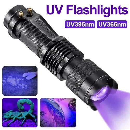 Torcia UV Rilevatore di Urina per Animali Domestici | 365/395nm Impermeabile Torcia Zoomabile