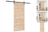 SchiebetüR Natur 80X208 Cm Massives Kiefernholz Inkl. Schienen & Rollen