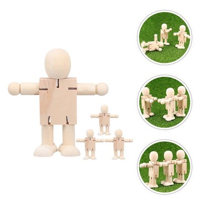 4 Stücke DIY Holz Roboter Blank Unvollendete Puppe Handwerk DIY Holz Roboter