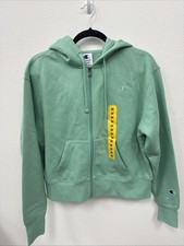 Women's Champion Full Zip Fleece Hoodie Jacket Green Size Medium NWT