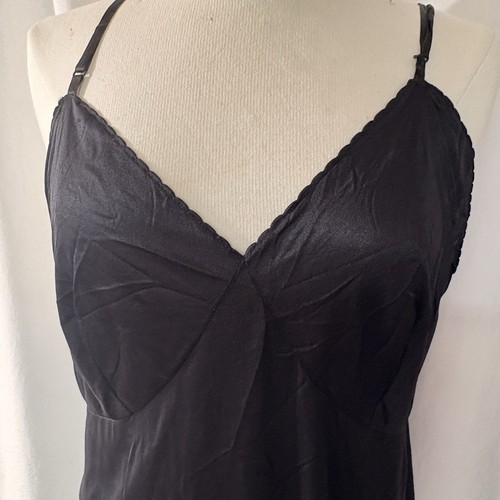 VTG VELROSE FULL SLIP, SIZE 46 Nylon Silky Black Slinky Dress
