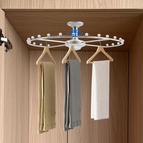 Rotatable Closet Racks Round Closet Rod Rotating Wardrobe Storage Rack Rotatable Clothes ...