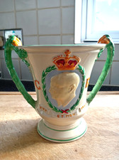 Burleigh Ware rare twin handled 1937 coronation urn / vase.18 cm across.