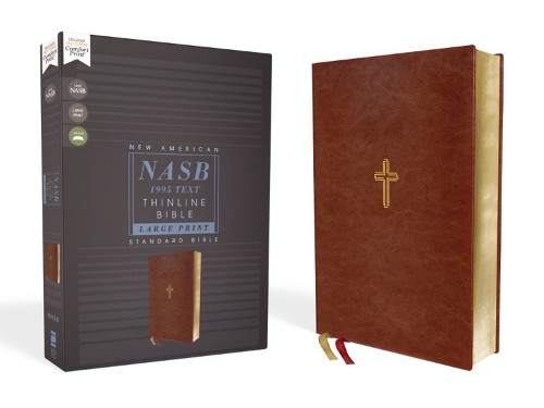 NASB, Thinline Bible, Large Print, Leathersoft, Brown, Red Le... - 9780310451020