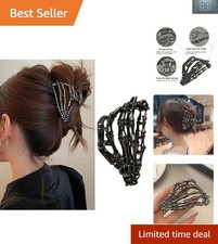 Dark Gray Skull Hair Claw Clip - Gothic Accessory for Thick Hair Halloween Fun