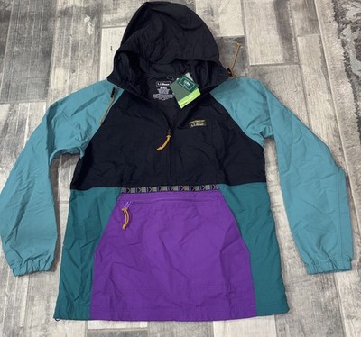 NEW LL Bean Mountain Classic Anorak Wms Med Colorblock Zip Windbreaker Aztec!!!!