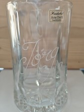 Glaskrug mit Gravur 'J&ouml;rg' und Zinndeckel