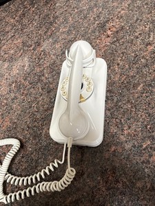 Rare Push Button Dial Style Wall Phone.White In Color. Grand Wall Phone.