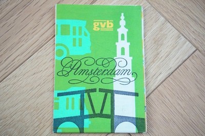 Juli 1969 Amsterdam Niederlande GVB Bus Straßenbahn Streckenplan 