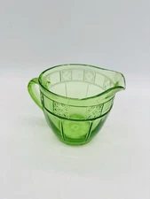 Vintage Doric Jeanette Uranium Glass Glow Green Pitcher