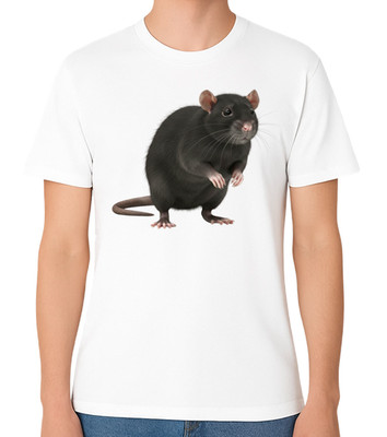 T-Shirt schwarz Ratte Tier süß Nager Grafik Unisex Tee