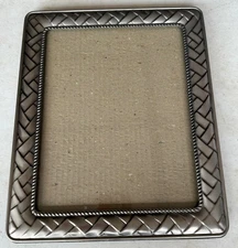Fetco Brand Weave/Rope Pattern Silver Metal 8" x 10" Photo Frame 12" Tall