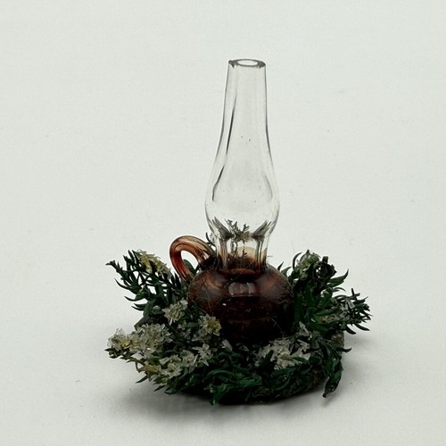 Puppenhaus Miniatur Weihnachten Herzstück Grünzeug Kiefer Kerze Glas Öllampe - Bild 8 von 8