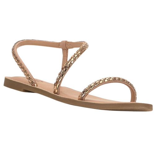 INC Women's Mahlah Embellished Asymmetrical Flat Sandals Bronze Bling Size 8 1/2 - Picture 1 of 4