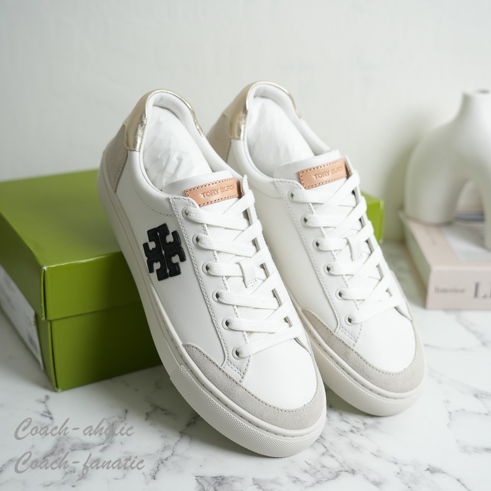 ±3 Tory Burch Color Block Signature T-Logo Leather Sneaker Shoes Size