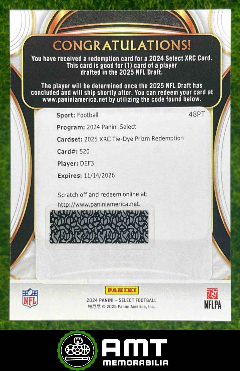 2024 Panini Select #520 DEF3 2025 XRC Redemption Tie-Dye /25 Mason Graham Browns