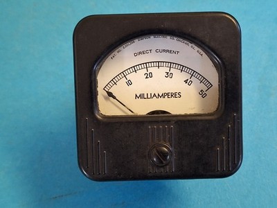 50mA DC FSD Panel Meter Movement ~ 2.40 inches x 2.40 inches ~ Simpson Elect. Co