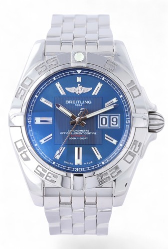 BREITLING Galactic 41 Big Date Steel Pilot Bracelet - Blue Dia...