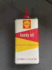 SHELL HANDY OIL 4 OZ TIN UTILITY HOUSEHOLD ALL PURPOSE MACHINE CAN GUN FINE PART
