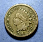 1861 Copper Nickel Indian Cent  VF