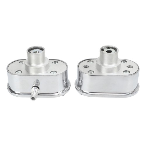 ˘Aluminum Valve Cover Breather PCV Combo Kit Finned Oval Polished 6100FP For - Picture 2 of 12