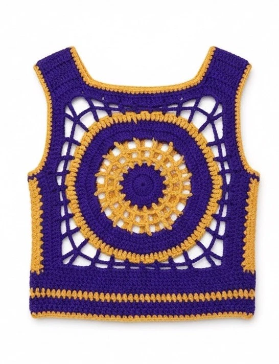 Girls Vintage Retro Crocheted Vest. Sx 6. 70’s Boho LSU  Hippie Costume See Desc - Image 2 of 4