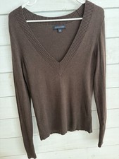Banana Republic Womens Deep V-Neck Brown Swea...