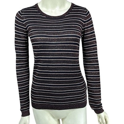 Scotch & Soda Sweater Women Small Black Copper Metallic Striped Academia