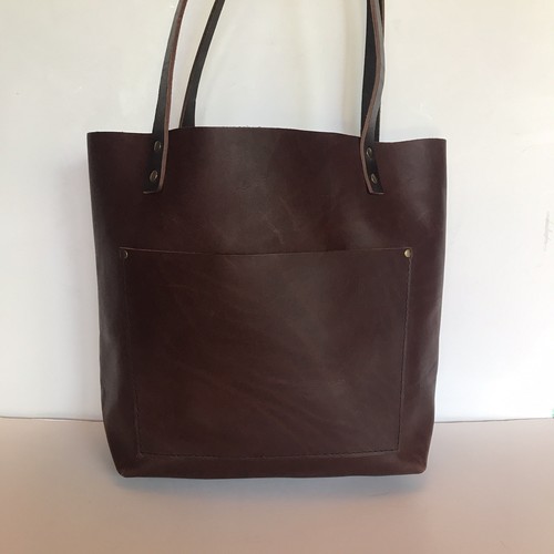 Portland Leather Goods Authentic Medium Sized Tote Bag Rich Brown