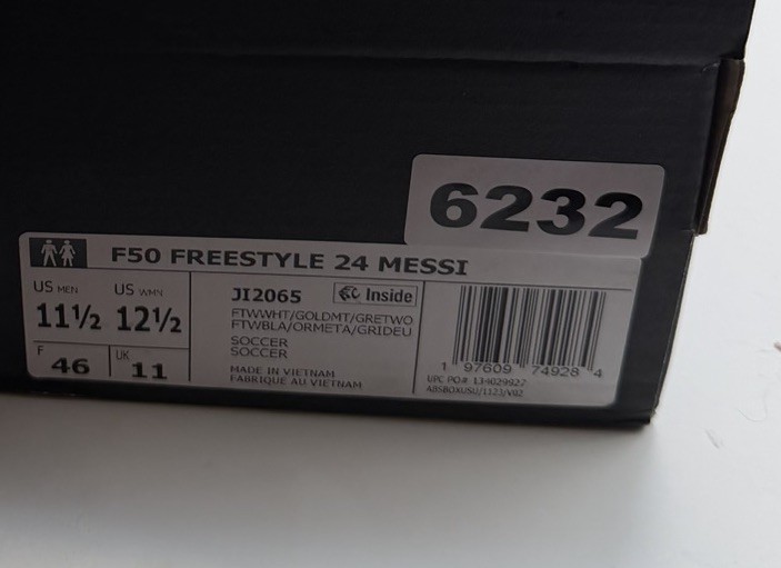 Mens Size 11.5 adidas F50 Freestyle 24 Messi White Gold Grey Football JI2065 NEW thumbnail 10