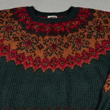 Vintage Gap Classic Outfitters Wool Sweater Men's Large Green Fair Isle Nordic