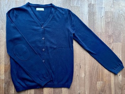 Schöner Cardigan in marineblau von Mango in Größe 152 mit Ellbogenpatches