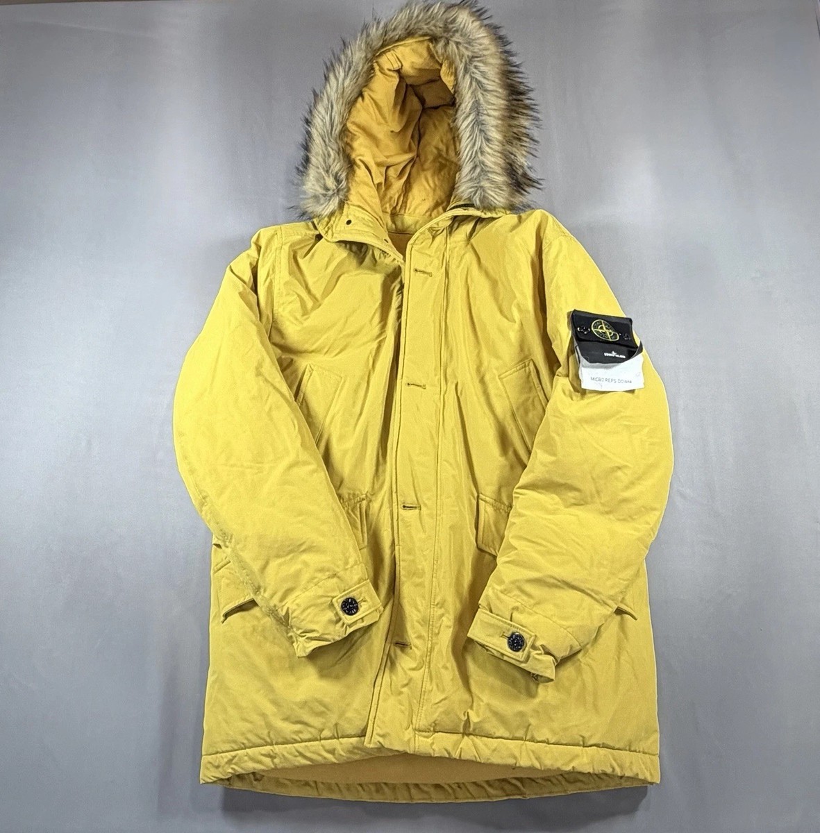 Stone Island Micro Reps Down Puffer Jacket 2XL Parka Yellow Coat 