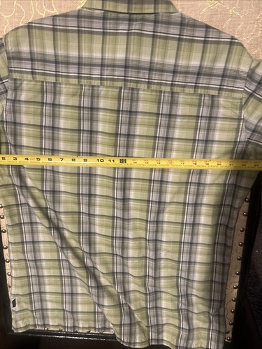 Kuhl Eluxur Shirt Mens Large Short Sleeve Button Plaid Green Outdoor Hiking - Picture 13 of 16