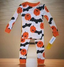 NWT Carters Halloween Pumpkins Bats 2 Pc Pajama Set Unisex 2T Snug Fit MSRP 20