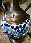 White, Light & Dark Navy Baby Blue Diamonds Turkish Lamp Pitcher Design Metal — photo 10