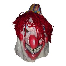 Vintage Rubber Red Hair Halloween Costume Clown Mask Demented Clown Mask Creepy
