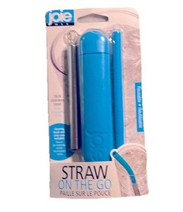 Joie Straw On The Go set NWT,reusable, stainless steel straw+cleaning brush+case