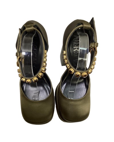 Preloved versace Medusa Platform Sandal Crystal Embellishment Women Green | - Picture 10 of 12