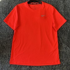 Nike Mens Size L Red Miler Running Short Sleeve Dri Fit Athletic Shirt