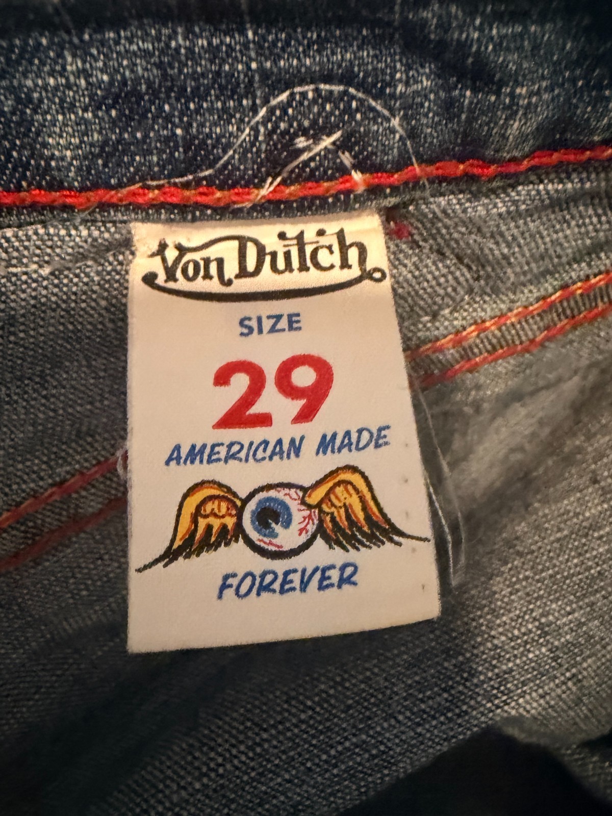 Rare Von Dutch Sz 29 Vintage Back Patch  Jeans Distressed Wide Leg image 4