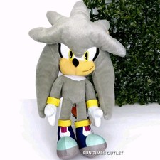 Silver Sonic The Hedgehog 14" Plush Toy Keychain Backpack Clip Coin Bag Sega