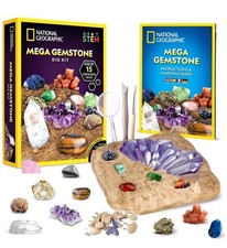 NATIONAL GEOGRAPHIC Mega Gemstone Dig Kit Dig Up 15 Real Gems, STEM Science