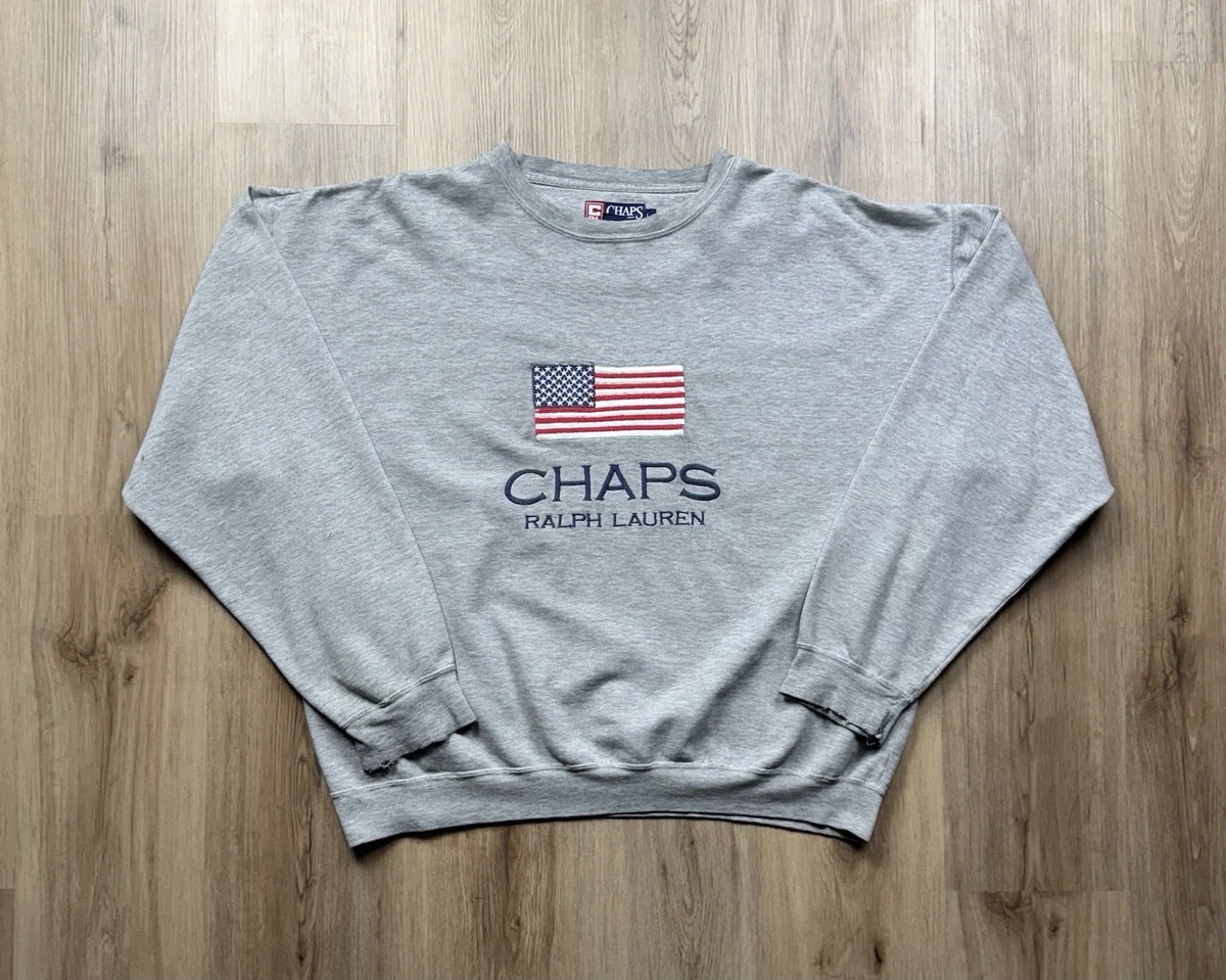 VINTAGE Chaps Ralph Lauren American Flag Sweatshirt Size Large