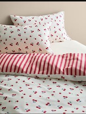 Marks And Spencer Cotton Blend Cherries Reversible Bedding Set