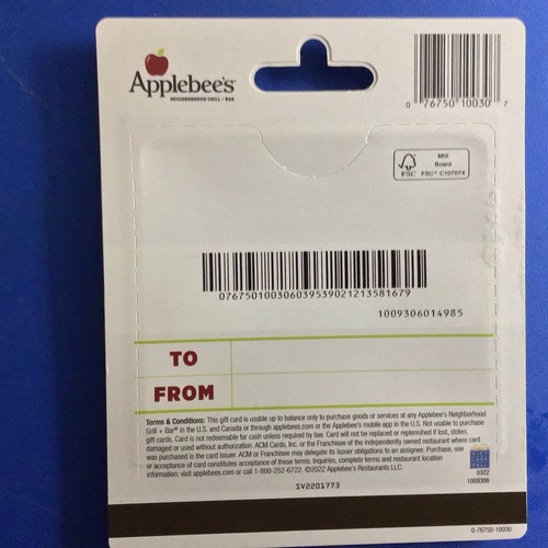 Applebees Multipack keine Gebühren keine Ablaufkarten & 15,00 $ jede Karte O Guthaben - Bild 7 von 16