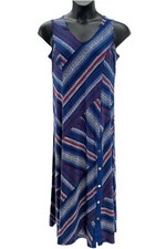Susan Graver Printed Liquid Knit Maxi Dress Blue/Red