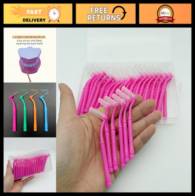 50 Pcs Interproximal Brushes, L Angle Dental Cleaners, Reusable & Disposable Ora